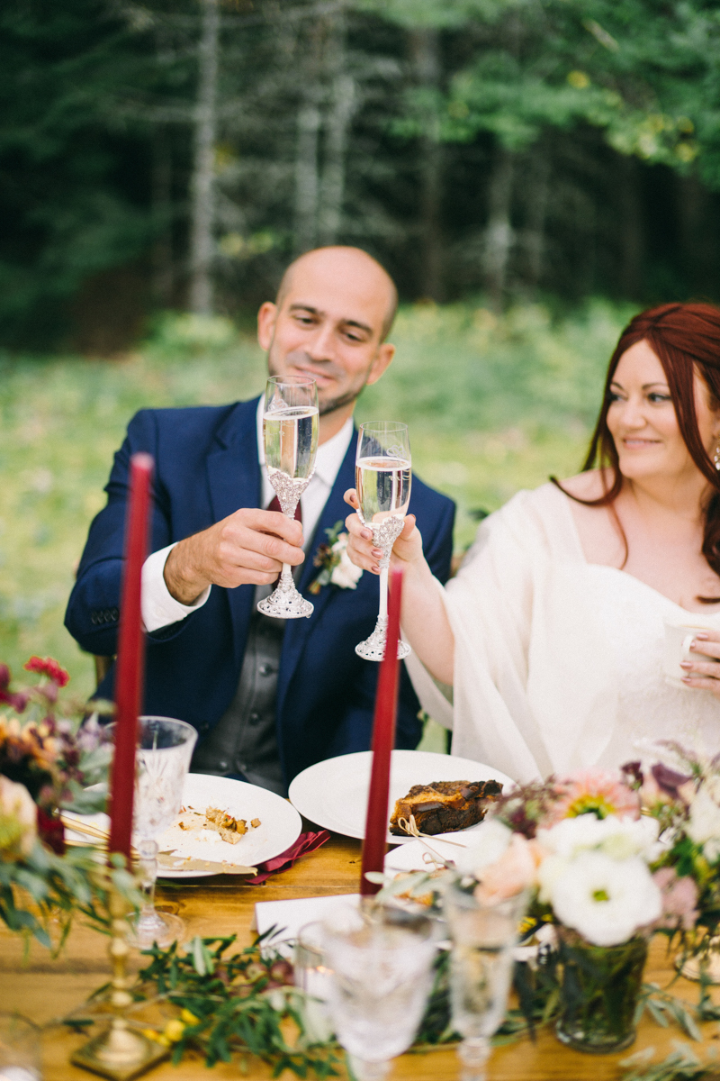 backyard intimate wedding with fall palette in dayton maine