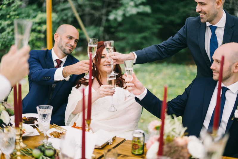 backyard intimate wedding with fall colors in dayton maine