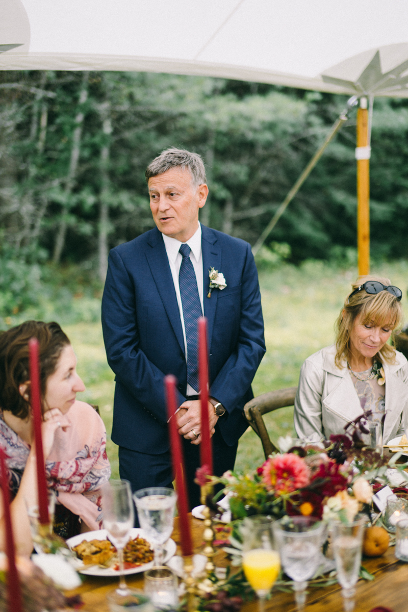 backyard intimate wedding with fall colors in dayton maine