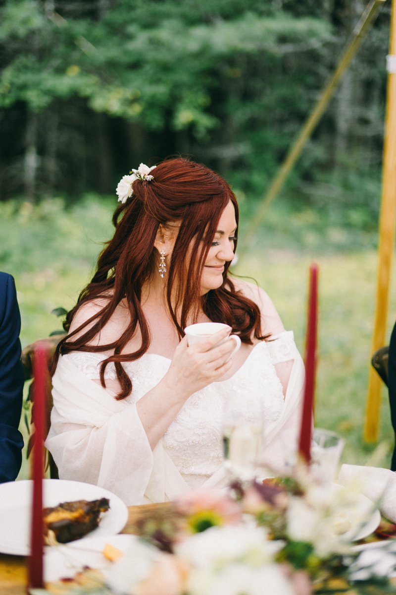 backyard intimate wedding with fall colors in dayton maine