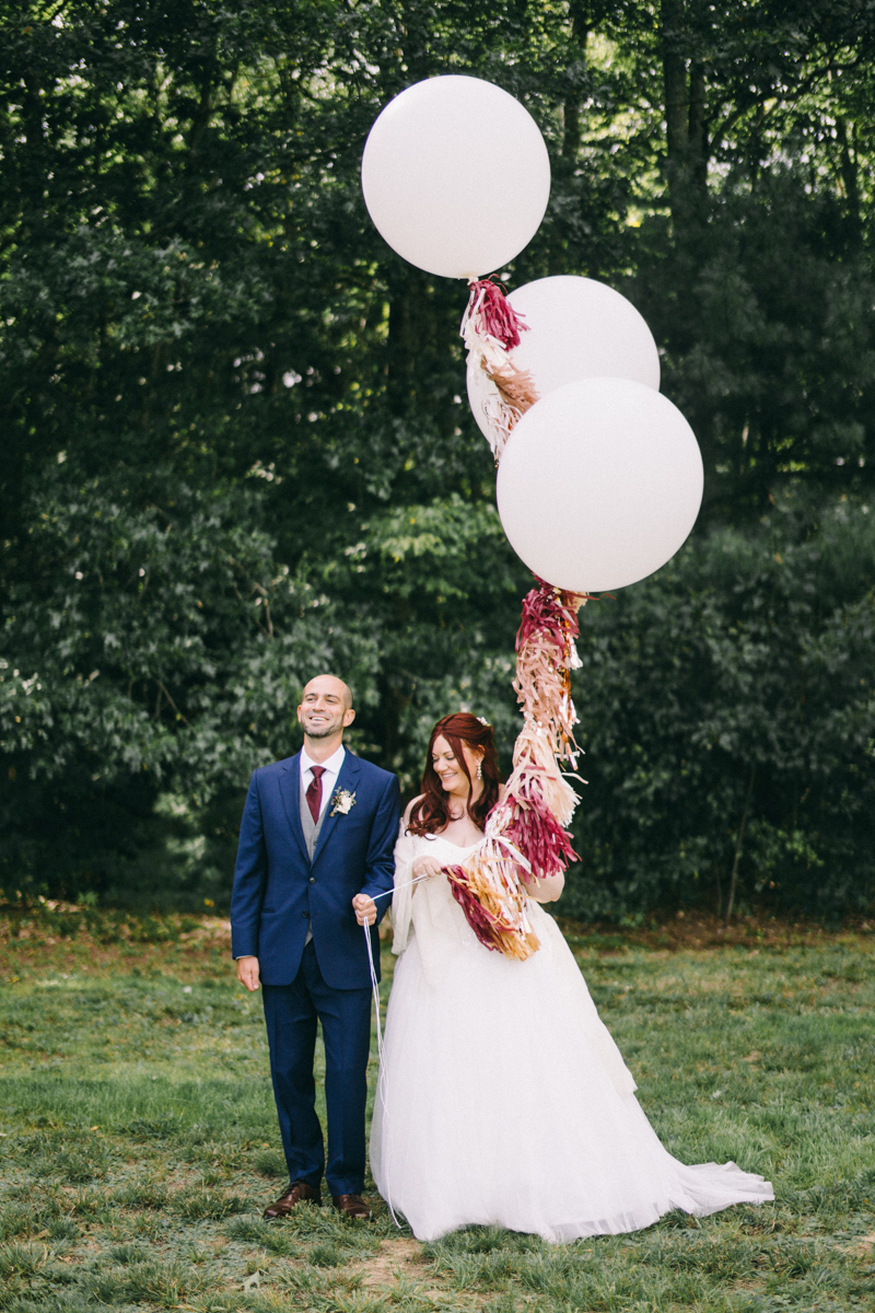 backyard intimate wedding with fall colors in dayton maine