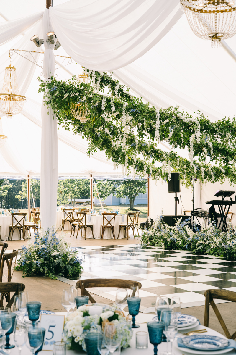 green and blue floral wedding in maine