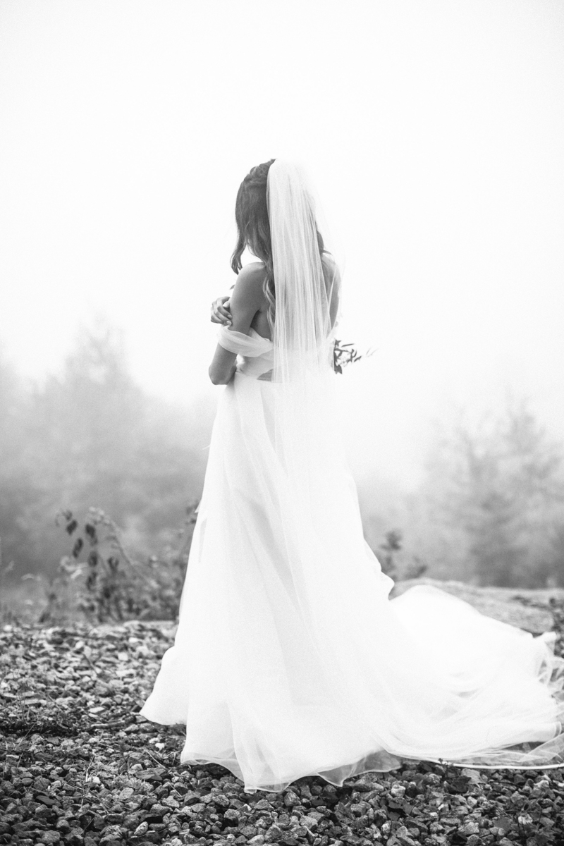 foggy maine wedding in the mountains