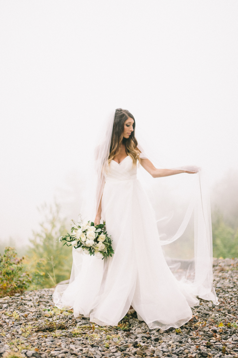 foggy maine wedding in the mountains