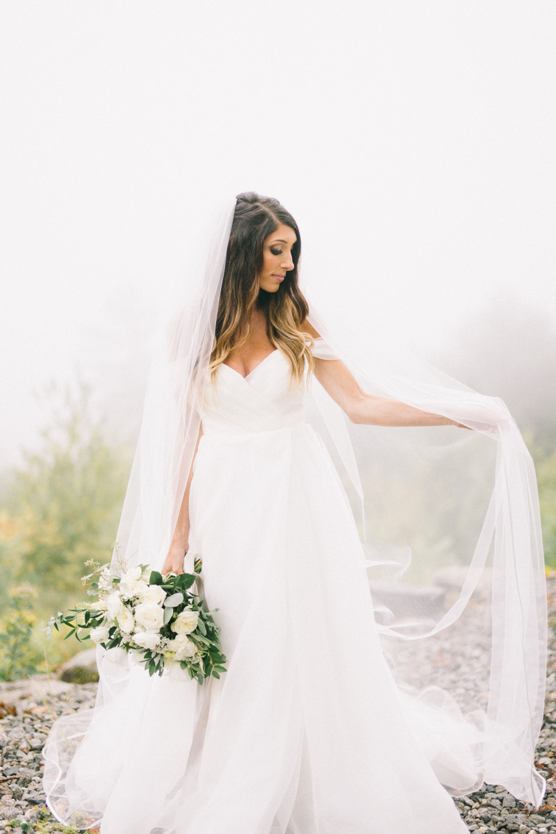 foggy maine wedding in the mountains
