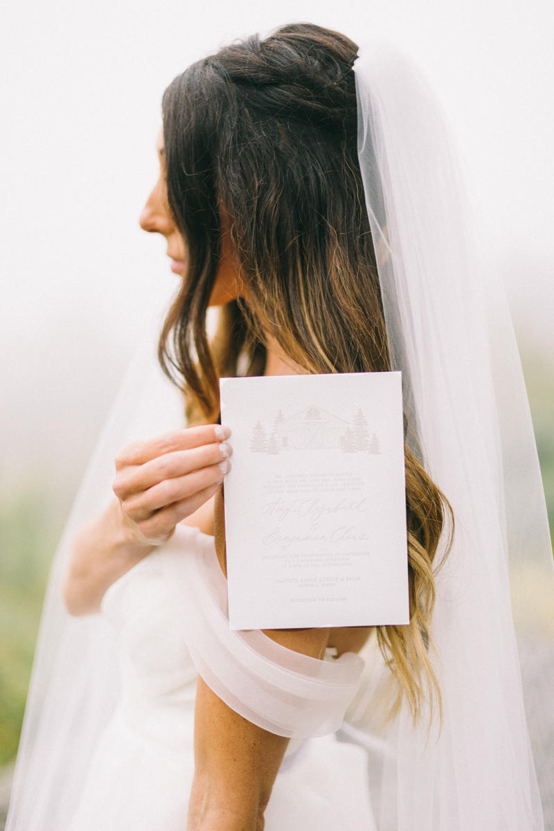 foggy maine wedding in the mountains