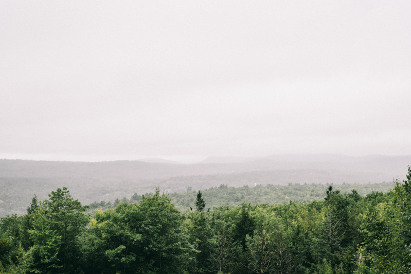 foggy maine wedding in the mountains