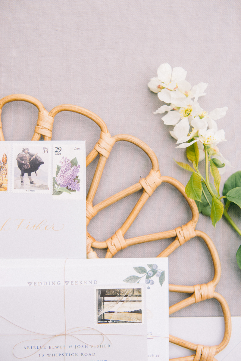 rattan flat lay wedding