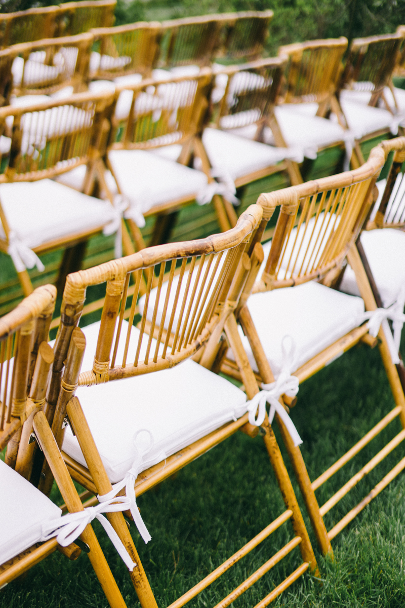 rattan chairs at maine wedding