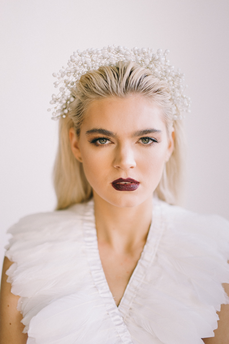 maroon lip bridal headband