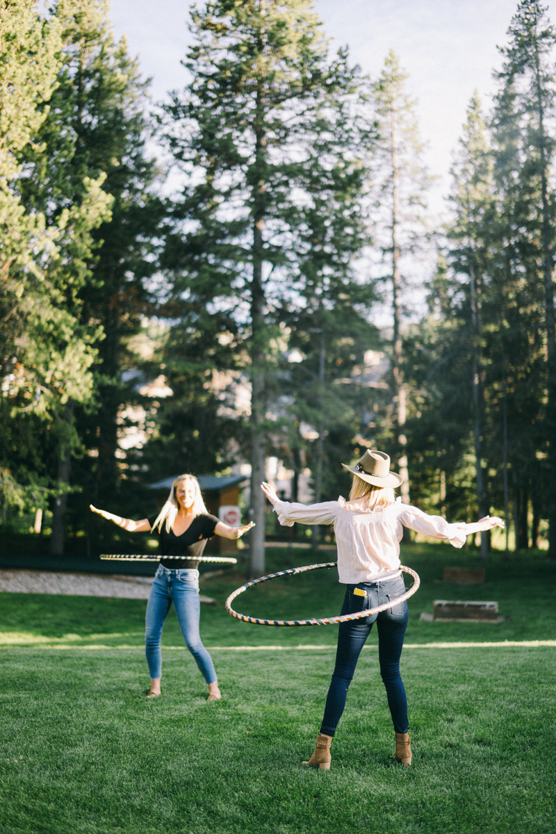 hula hoop competition at welcome dinner big sky montana