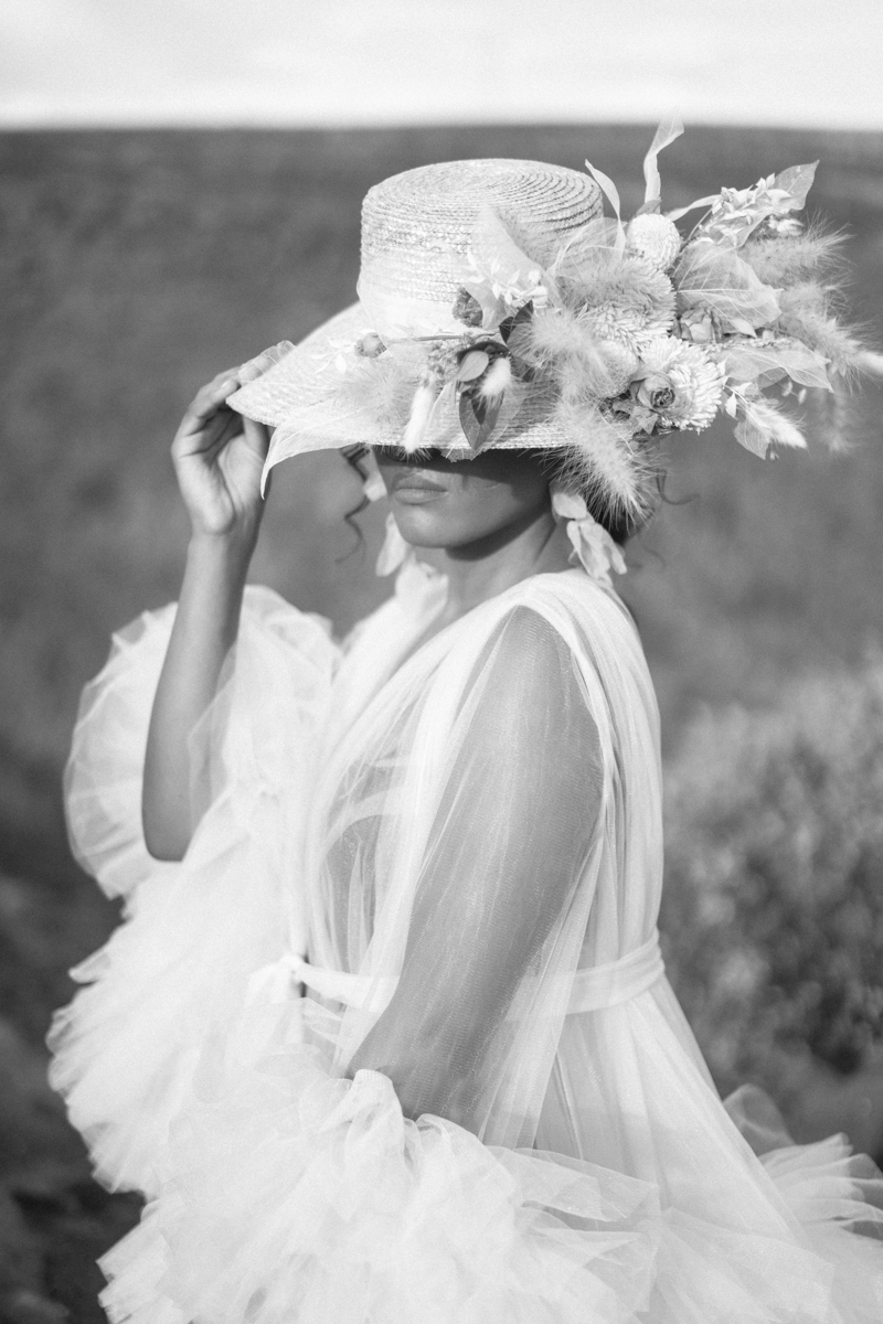 flower hat editorial arizona shoot