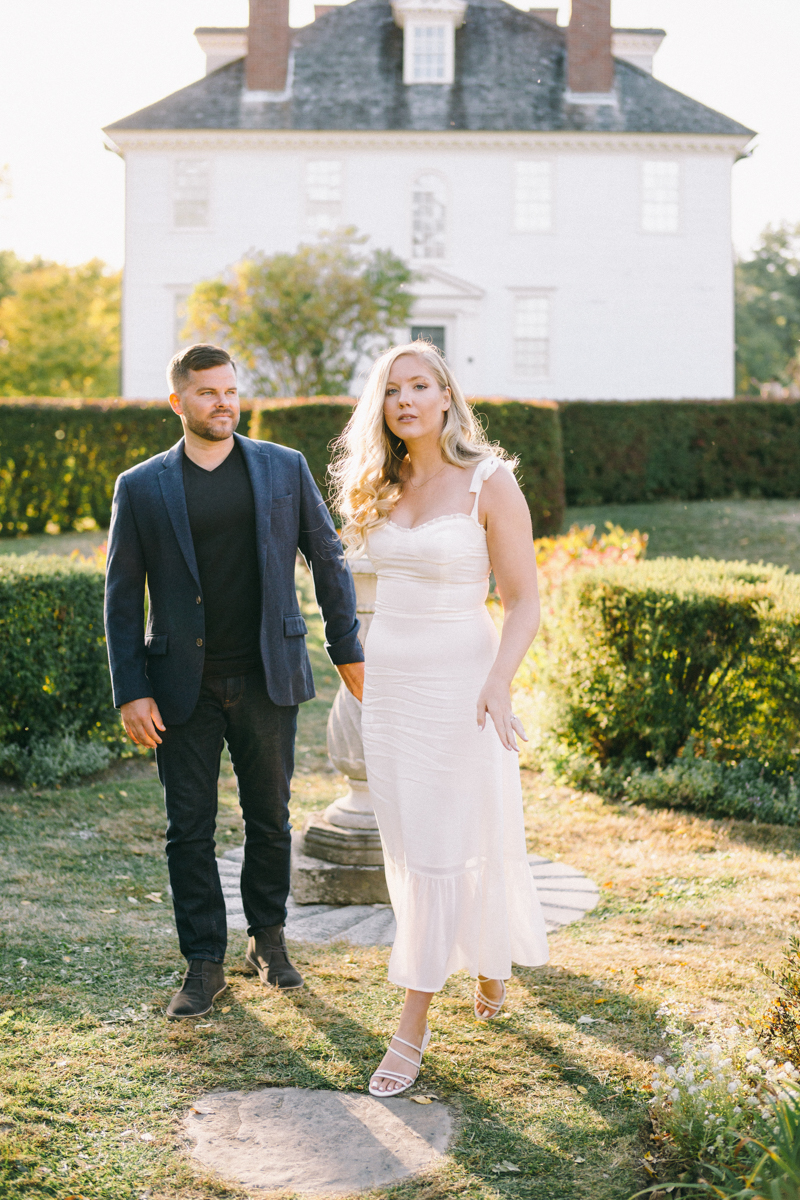 european garden engagement photos