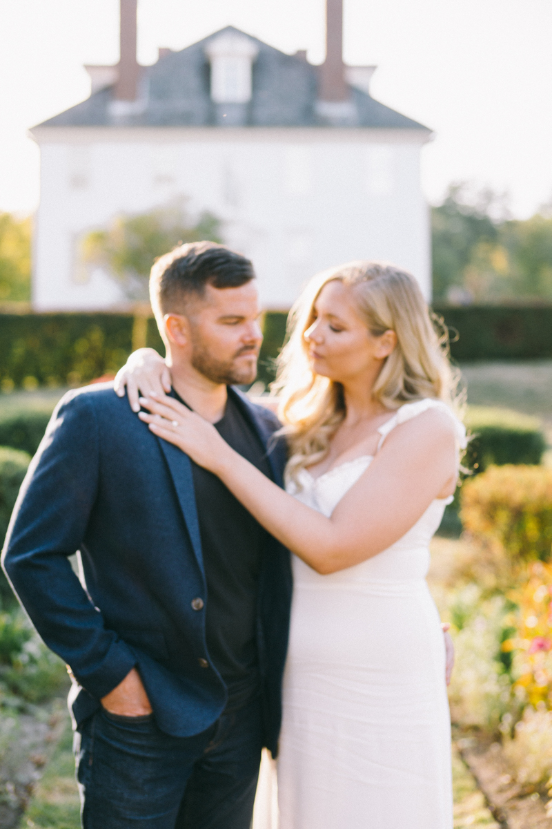 european garden engagement photos