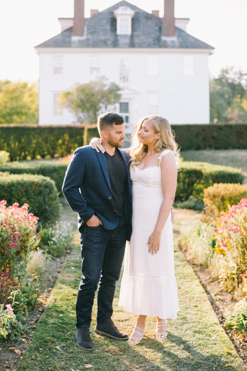 european garden engagement photos