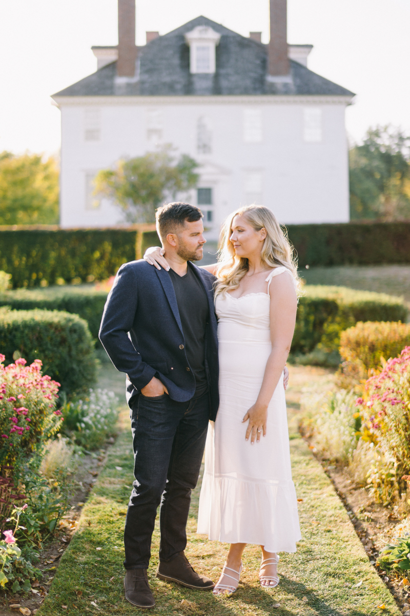 european garden engagement photos