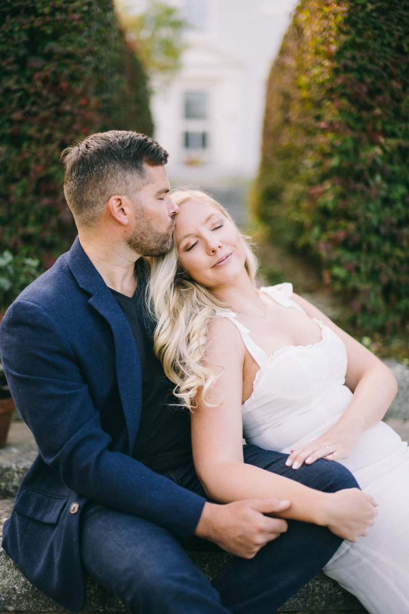 european garden engagement photos