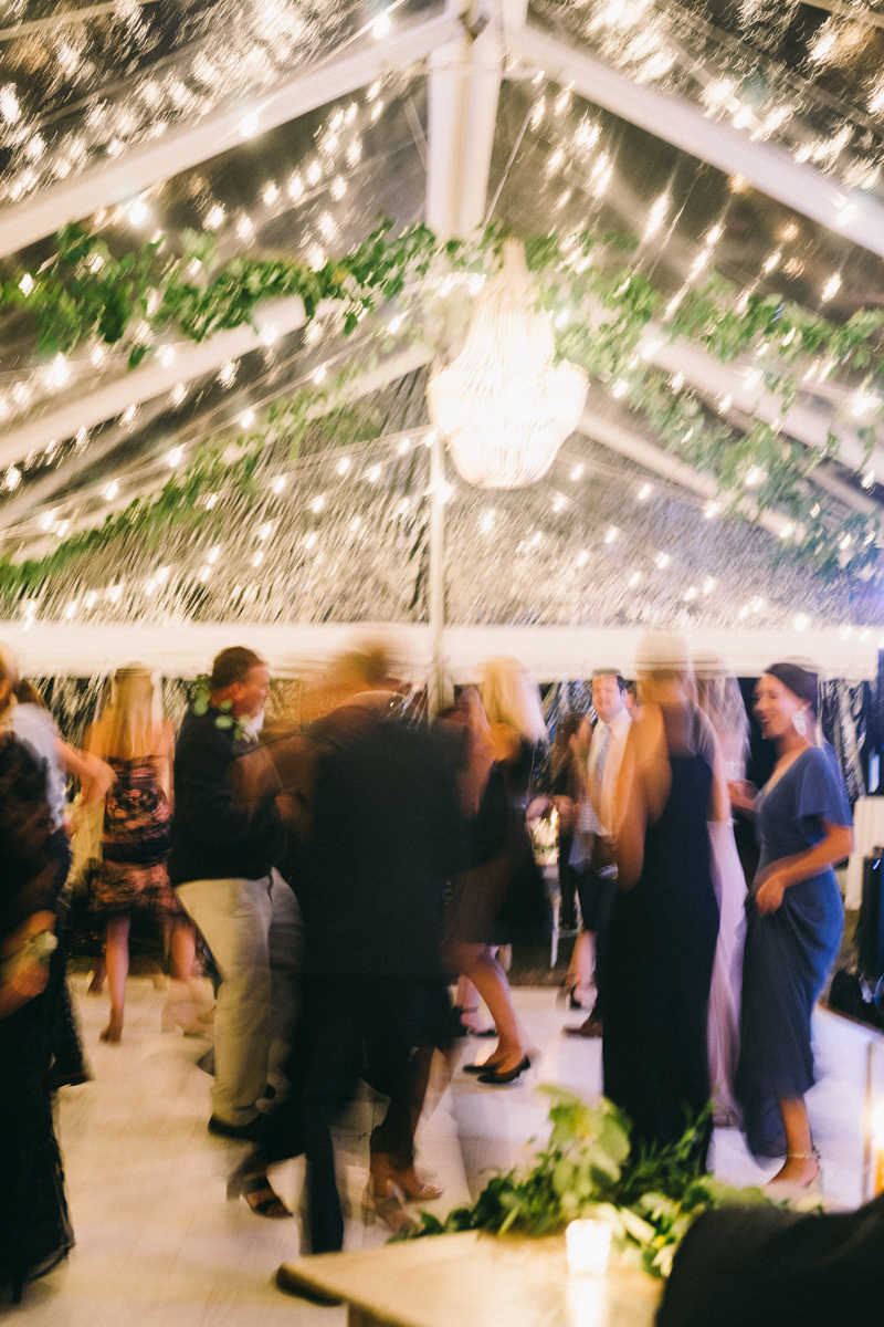 clear tent wedding at night