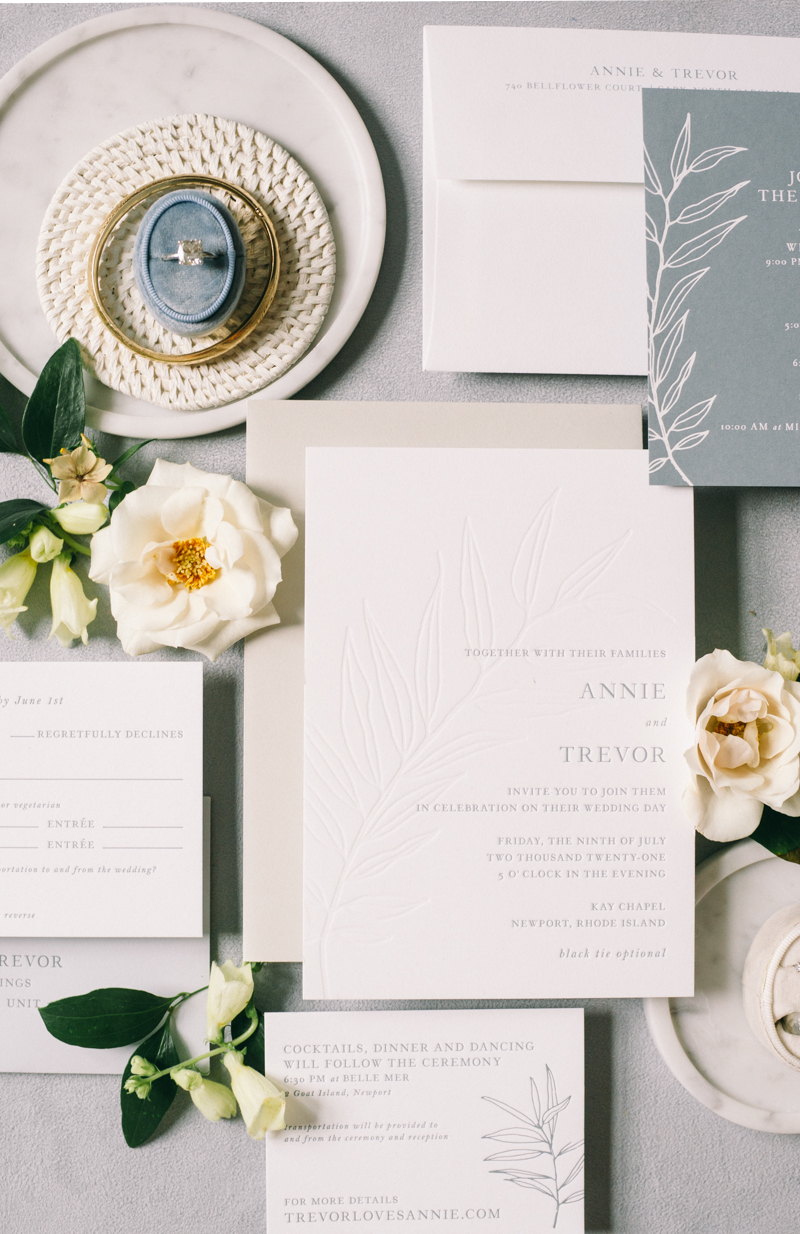 seaside flat lay wedding details