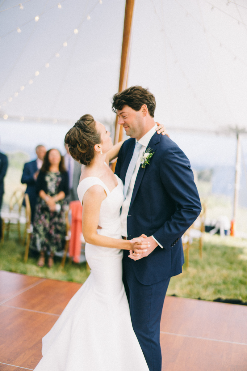 maine island tented wedding reception