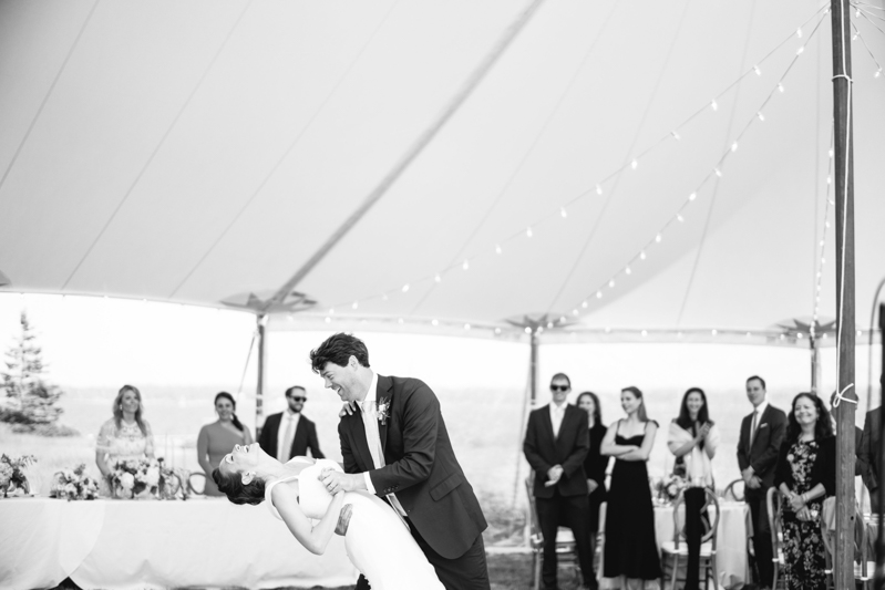 maine island tented wedding reception