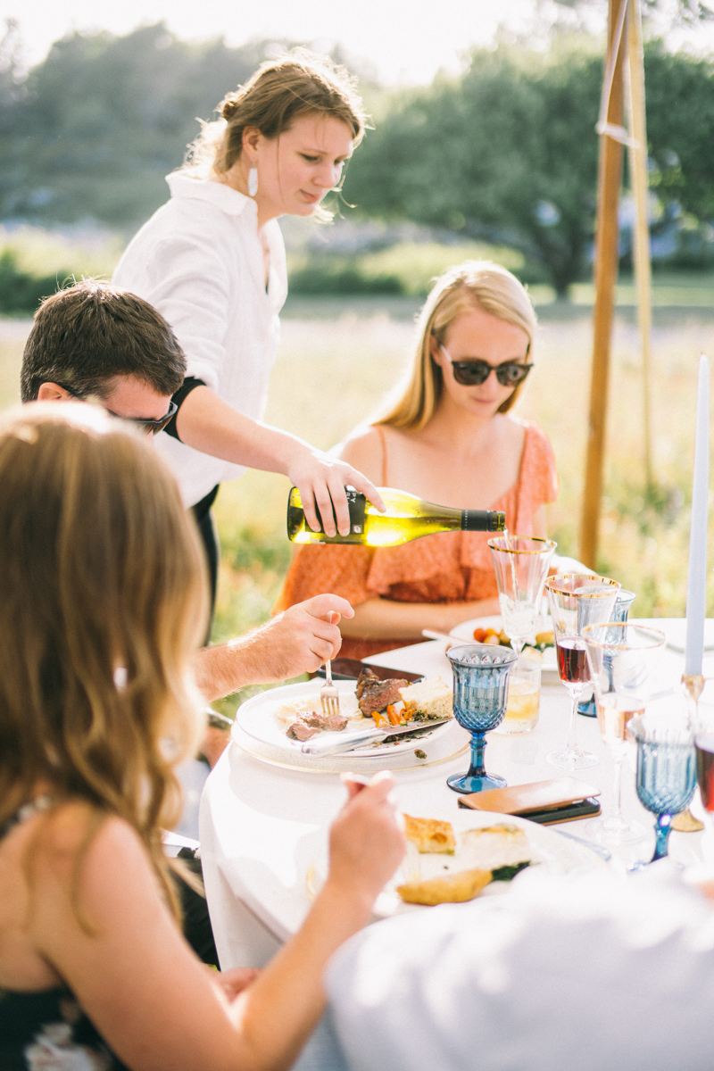 maine island tented wedding reception