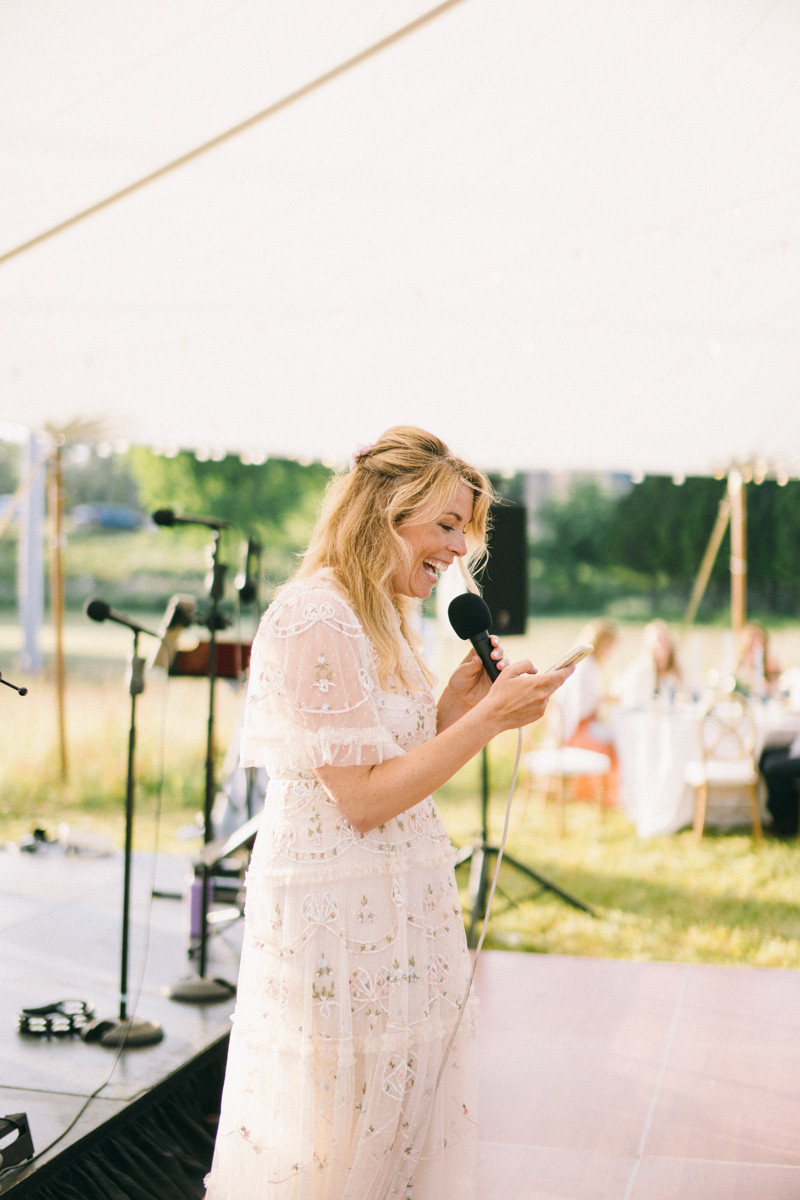 maine island tented wedding reception