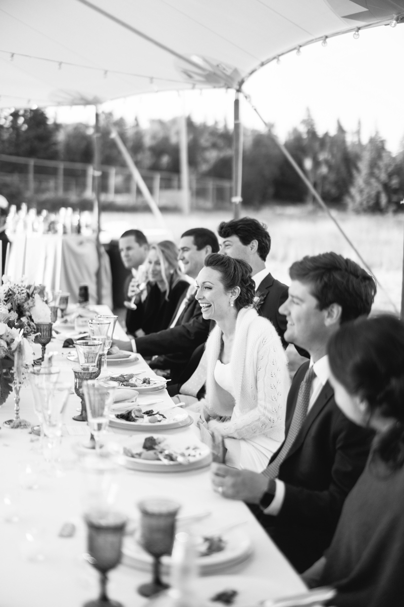 maine island tented wedding reception