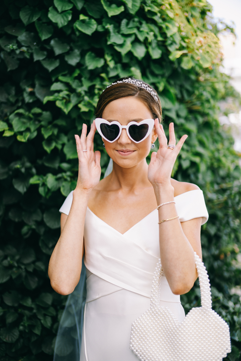 vogue bride in heart sunglasses