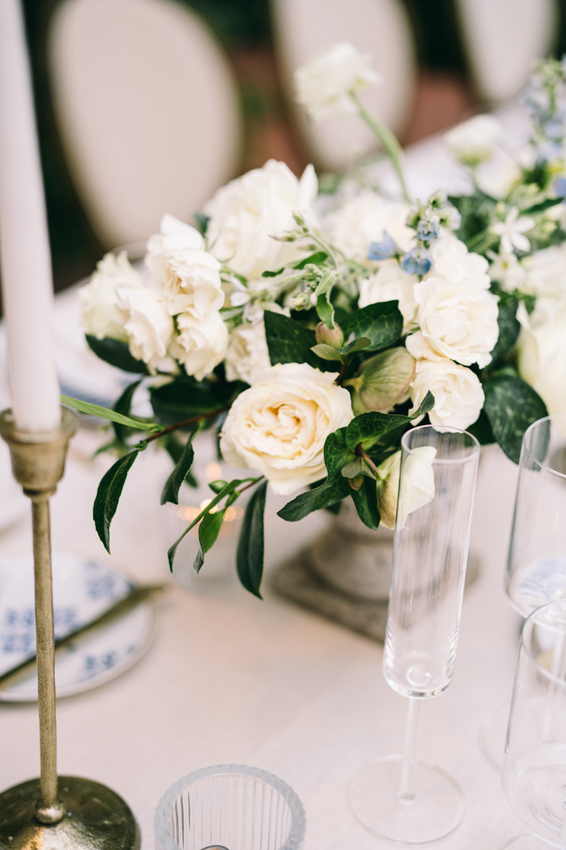 blue and white secret garden welcome dinner