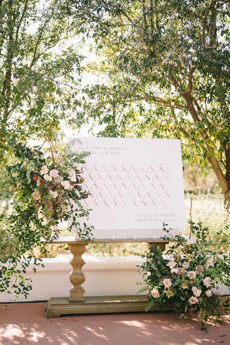 seating chart at desert wedding