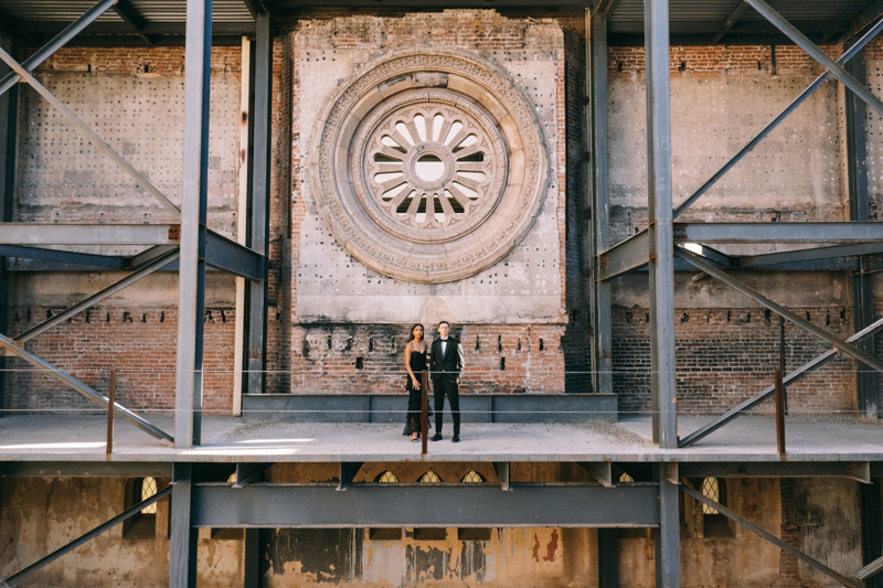 editorial engagement photos in abandoned church building