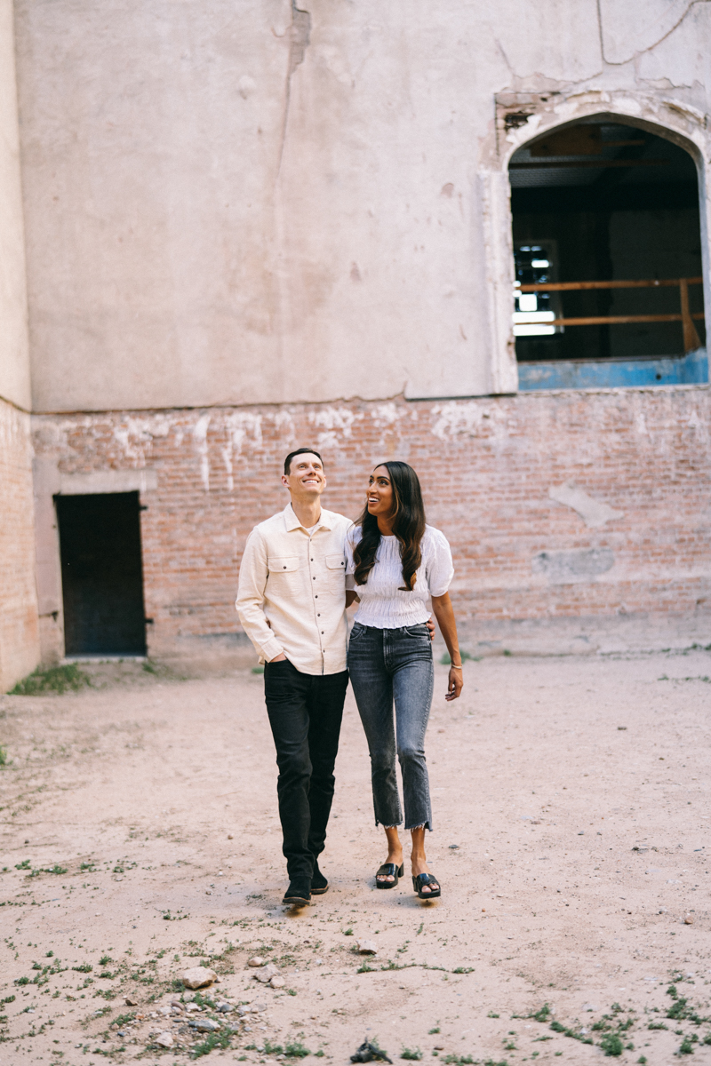 casual Engagement photos in abandoned building