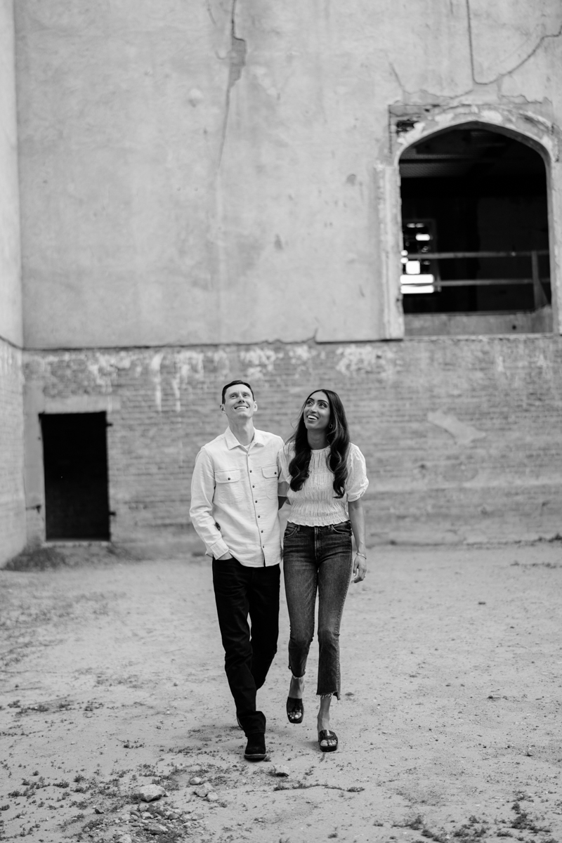 casual Engagement photos in abandoned building