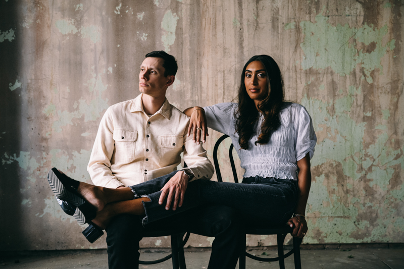 casual Engagement photos in abandoned building