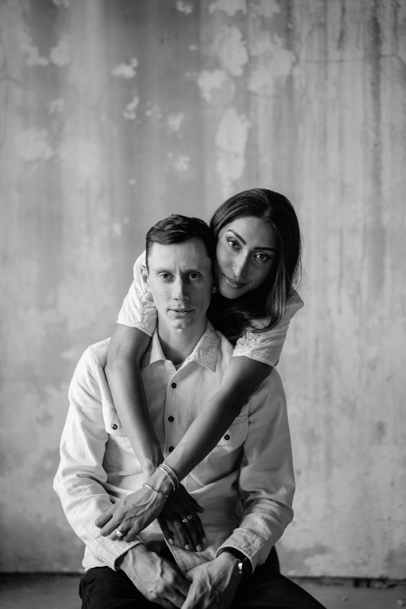 casual Engagement photos in abandoned building