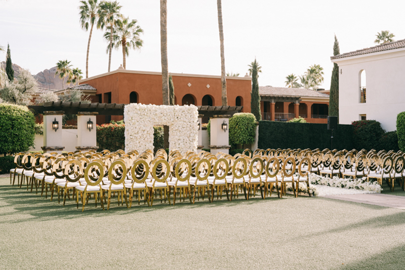 modern and glam white rose ceremony square altar