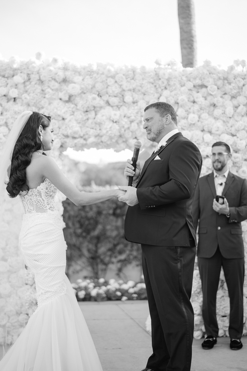 modern and glam white rose ceremony square altar