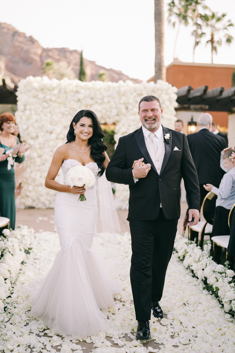 modern and glam white rose ceremony square altar