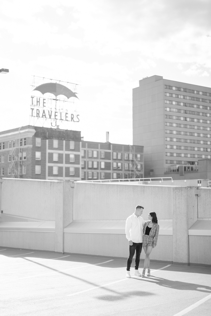 rooftop modern engagement session 