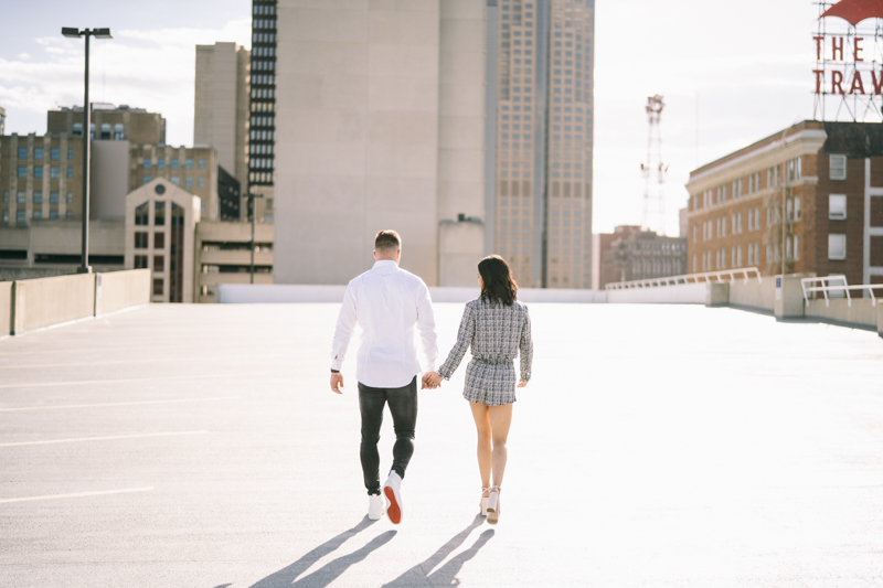 rooftop modern engagement session 