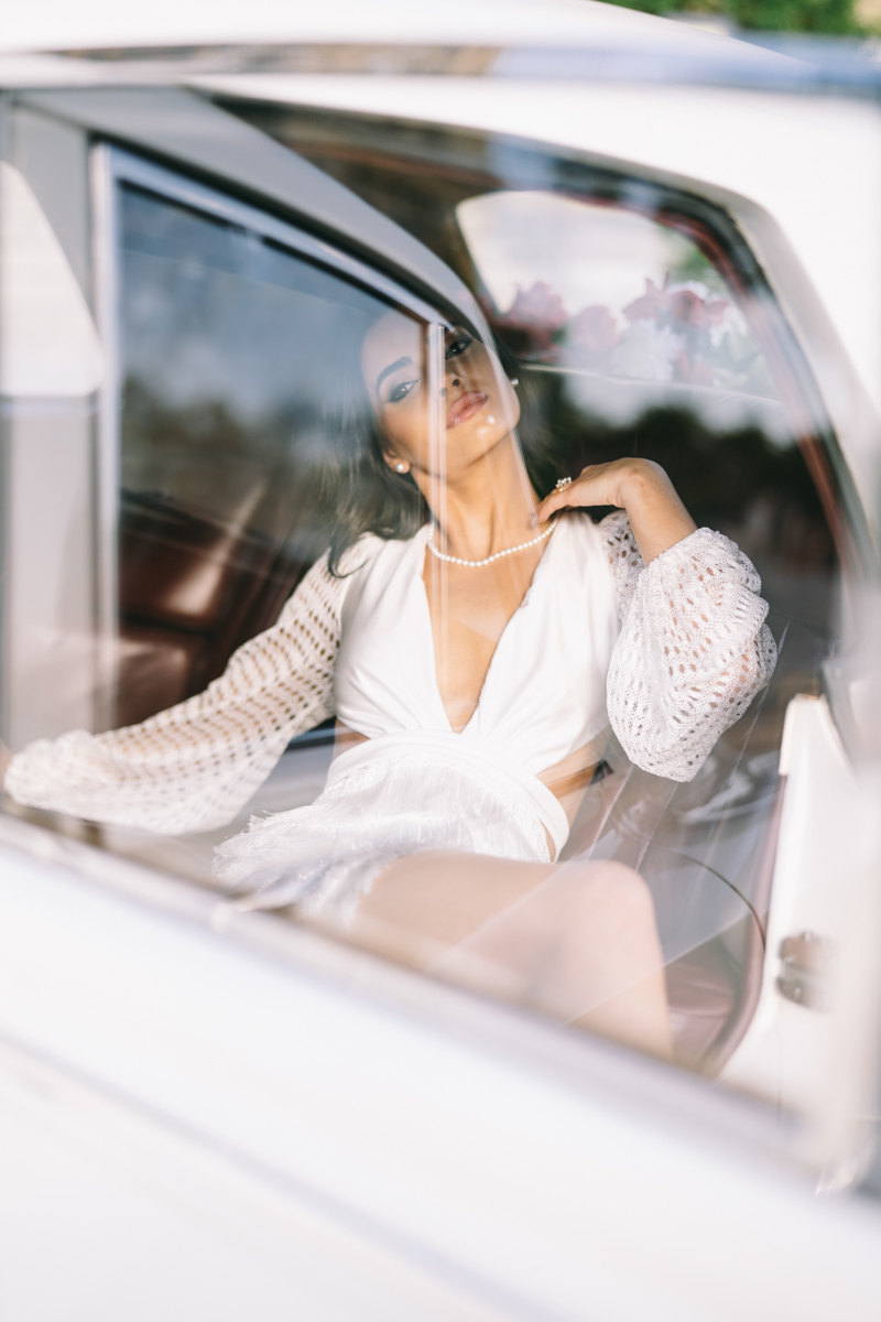 old car engagement session