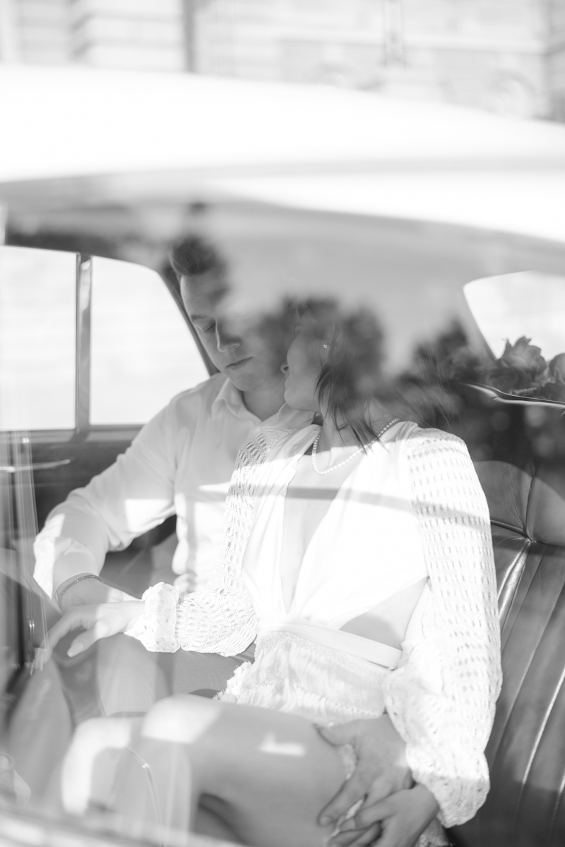 old car engagement session