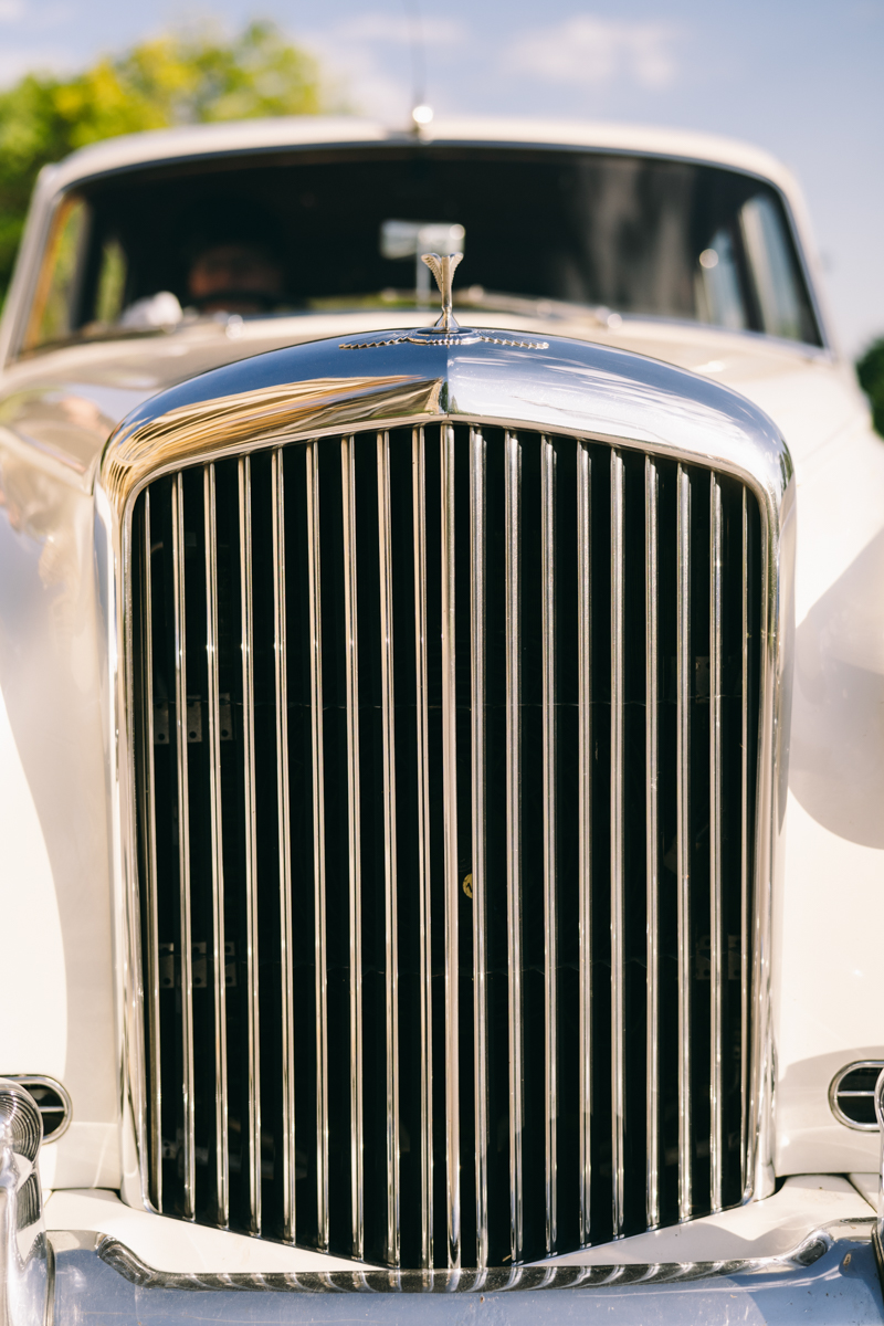 vintage engagement session with bentley car