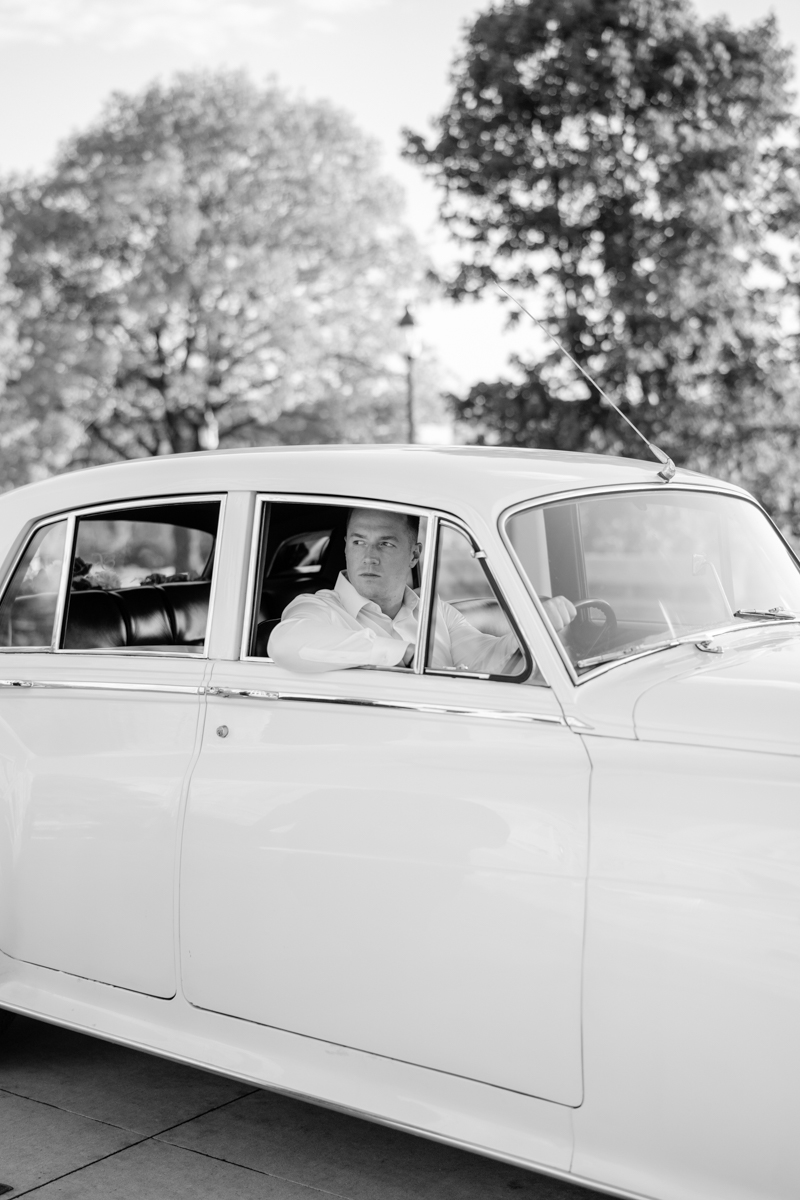 vintage old hollywood bentley engagement session