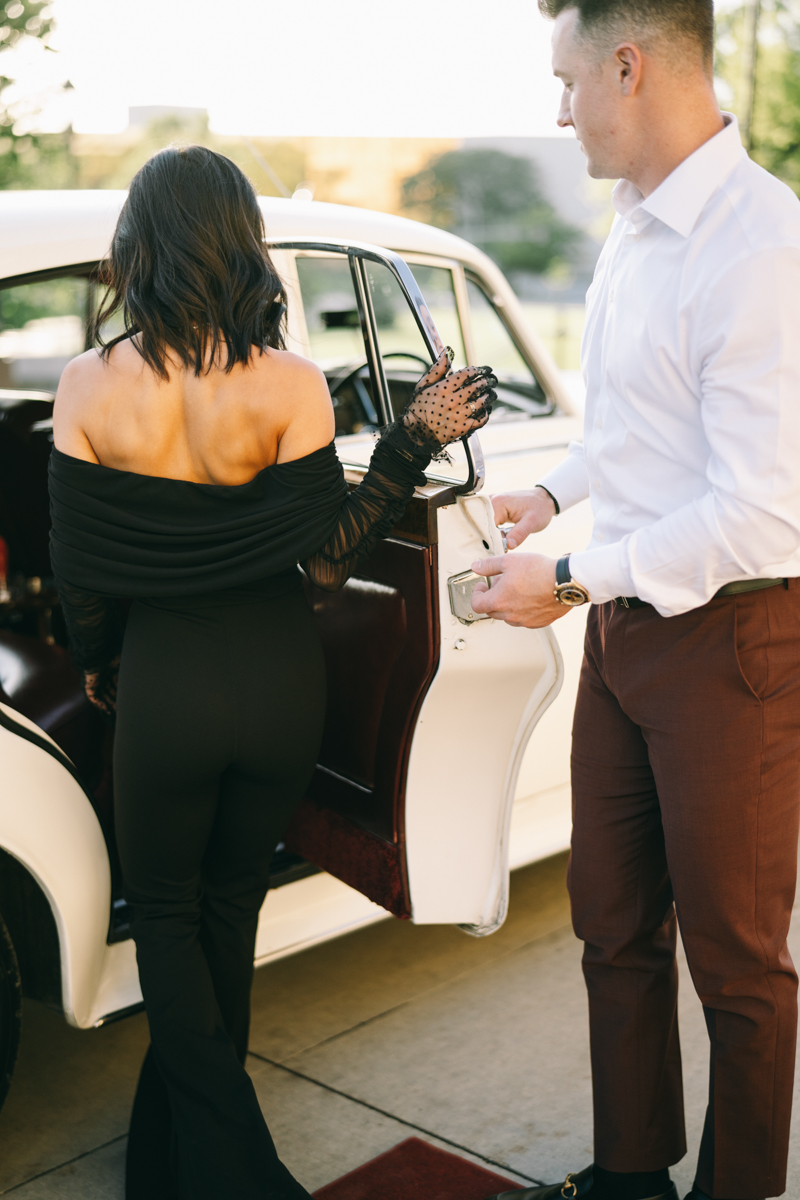 vintage bentley engagement session