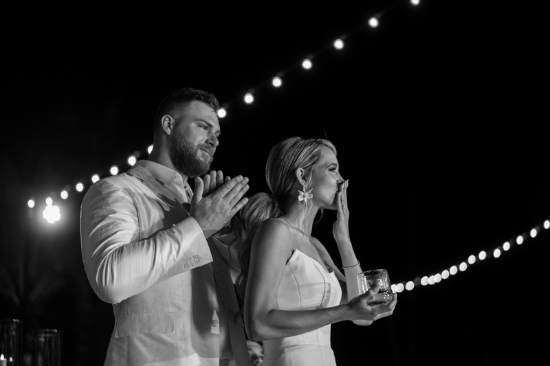 nighttime cabo wedding