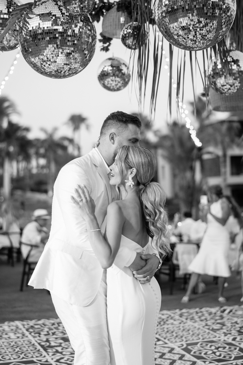 dance floor at cabo wedding with mexican tile