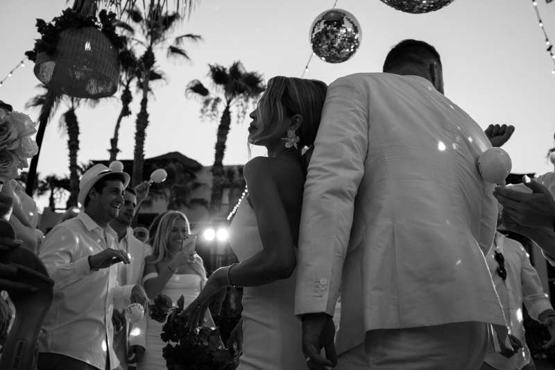 dance floor at cabo wedding with mexican tile