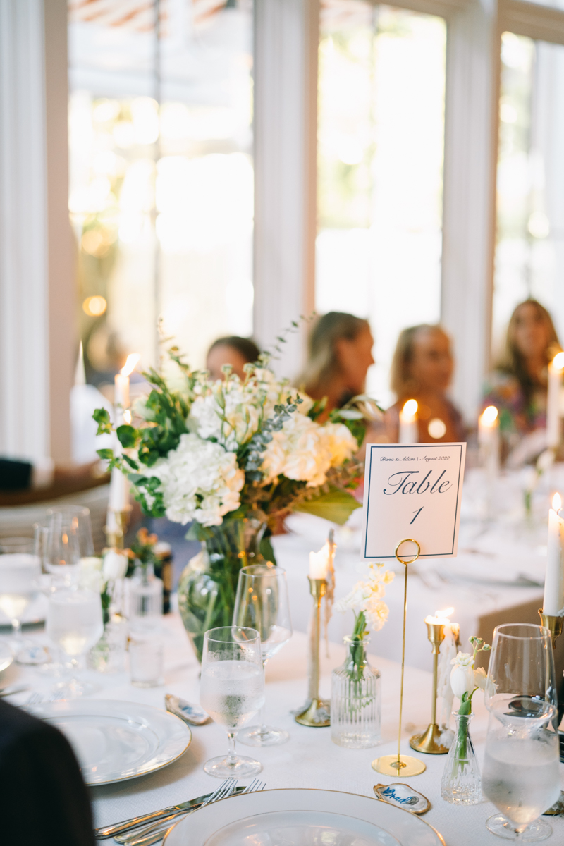 Wedding table with white flowers and candles
